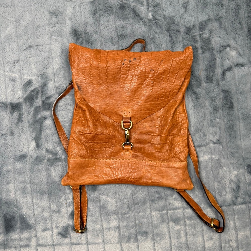 Maxon Collection Italy Tan Leather Convertible Backpack Shoulder Bag Cognac
